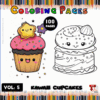 Kawaii cupcakes coloring pages from artcoloringpage.com, featuring a cheerful cupcake with a star and a decorated cake.