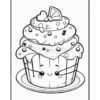 A cheerful cupcake with frosting, a slice of orange, and sprinkles, placed on a plate.