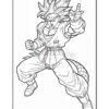 A character with spiky hair and martial arts attire poses with one hand raised in a dynamic action stance.