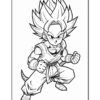 Goku from Dragon Ball, depicted in a dynamic pose with spiky hair and a determined expression, ready for action.