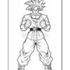 Line art illustration of a muscular character with spiky hair, standing confidently with clenched fists and wearing casual attire.