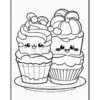Two cute, smiling cupcakes with swirled frosting, one with a cherry on top, displayed on a plate.