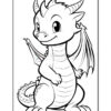 A cute cartoon dragon with small wings, standing proudly with a friendly expression and striped belly.