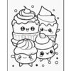 Cute cartoon cupcakes with smiling faces, featuring whimsical designs and decorations, set against a simple background.