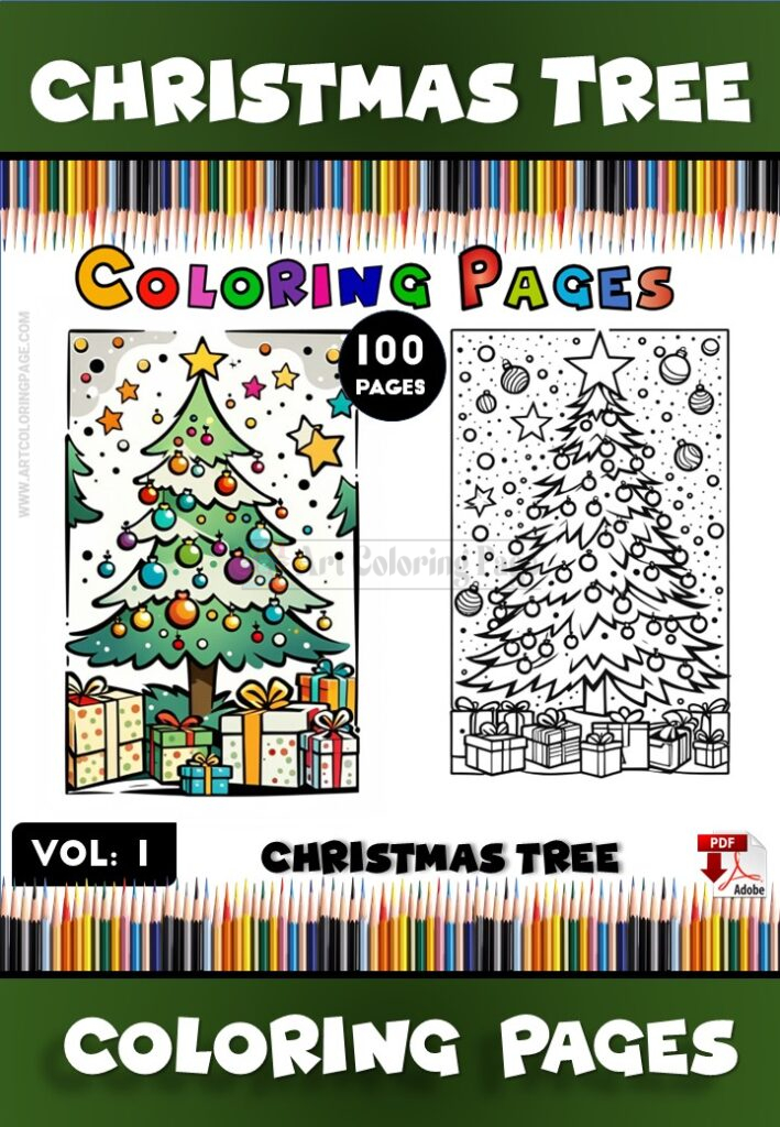 Christmas Tree Color Page for Kids Vol 1 – A Festive Coloring Wonderland