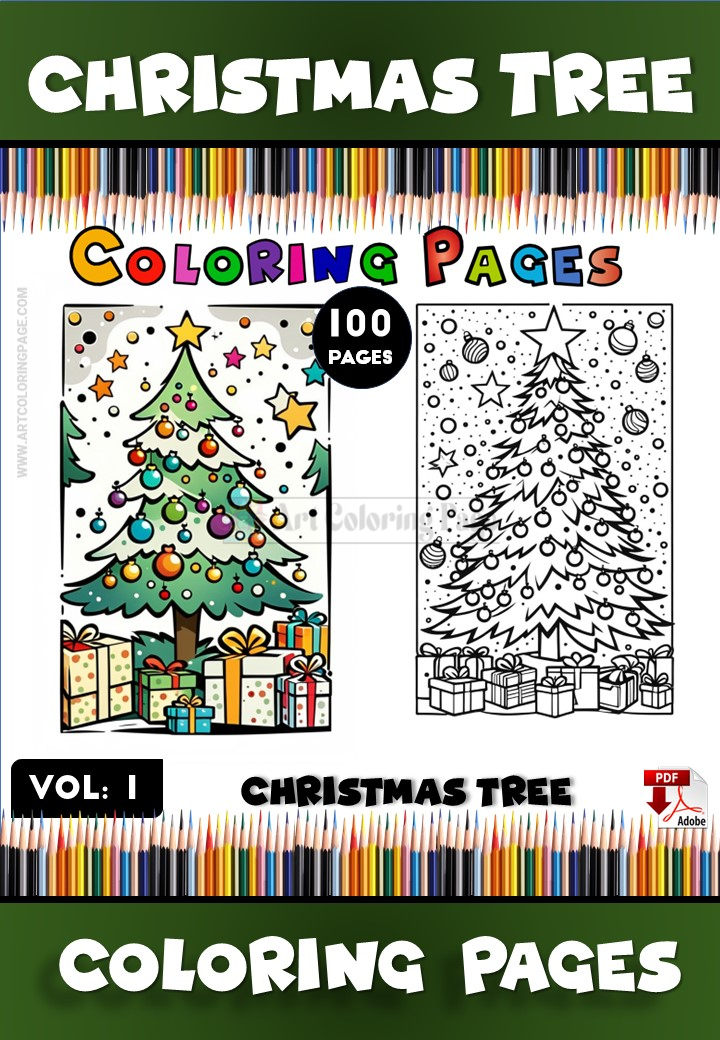 Christmas Tree Color Page for Kids Vol 1 – A Festive Coloring Wonderland