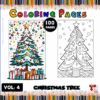 Coloring pages featuring a decorated Christmas tree and a blank outline, from the coloring book series on artcoloringpage.com.