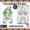 Cute elf illustration from a coloring book, featuring black and white outlines suitable for coloring pages. From artcoloringpage.com.
