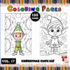 Illustration of a Christmas-themed coloring book featuring a cute elf design, highlighting 