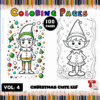 Cute elf coloring pages from a coloring book featuring festive designs, available at artcoloringpage.com.