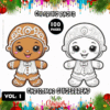 Coloring pages featuring gingerbread characters, perfect for a Christmas-themed coloring book from artcoloringpage.com.