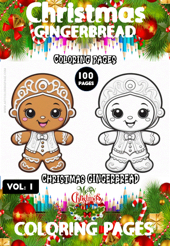 Coloring pages featuring gingerbread characters, perfect for a Christmas-themed coloring book from artcoloringpage.com.