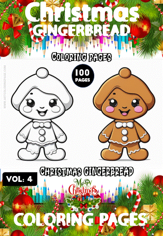 Christmas gingerbread character featured on a coloring page, part of a coloring book collection from artcoloringpage.com.