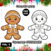 Gingerbread characters on a coloring book cover featuring 