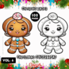 Gingerbread characters for a Christmas coloring book, featuring a decorated gingerbread man and a gingerbread girl, with 