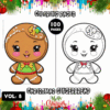 Gingerbread character coloring pages from artcoloringpage.com; includes a colored and a blank version for fun.