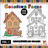 Gingerbread house coloring pages from artcoloringpage.com, featuring two designs ready for coloring in a coloring book.