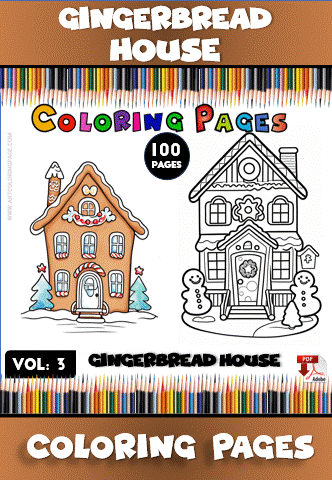 Gingerbread house coloring pages from artcoloringpage.com featuring outlined designs for a coloring book, ideal for festive creativity.