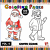 Coloring page featuring Santa Claus, with illustrations in color and black and white for artcoloringpage.com coloring book.