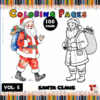 Santa Claus coloring pages from a coloring book, featuring colorful illustrations and a playful design promoting artcoloringpage.com.