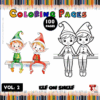Coloring pages featuring two elves from 