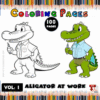 Coloring book cover featuring a cartoon alligator in two poses, with a title that reads 