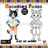 Color Your Day with Pete the Cat Coloring Pages Vol 11 - Cat at Work!