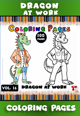 A coloring page featuring two cartoon dragons in different outfits: one in a colorful suit and the other in a casual shirt.