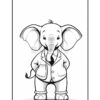 A cartoon elephant character wearing a suit with its hands in its pockets, standing with a confident posture against a plain white background.