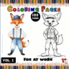 Coloring page featuring two cartoon fox characters: one dressed in a striped shirt and overalls, the other in a police uniform.