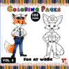 Coloring page featuring two cartoon foxes in police uniforms, one colored and one outlined for coloring.