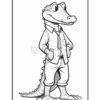 A cartoon alligator character wearing a dress shirt, tie, and pants, with a confident pose and hands in pockets, smiling slightly, against a blank background.