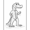 A cartoon crocodile character standing upright, wearing a button-up shirt and smiling. The character has detailed scales, arms crossed with a friendly posture, and is set against a plain background.