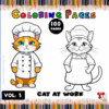 Two cartoon cats in chef uniforms; one orange with a white chef's hat and coat, the other gray with a simple apron.