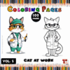 Two cartoon cats dressed as doctors, one holding a pencil, on a colorful background with the title 