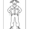 A cartoon sheep wearing a captain's hat and a buttoned shirt, standing with arms crossed in a confident pose, dressed in cargo pants and sturdy shoes, set against a plain background.