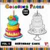 Birthday cake coloring page featuring a decorated cake with flowers and candles, available on artcoloringpage.com in the cozy coloring book series.