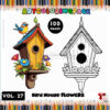 Blossom with Creativity Bird House & Flowers Coloring Pages Vol 27