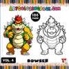 Bowser character from a cozy coloring book, featuring a vibrant design on artcoloringpage.com, with black and white coloring pages.