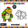 Bowser coloring page from artcoloringpage.com, featuring a colorful and black-and-white illustration, part of the cozy coloring book series.