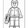 A black and white line drawing of a LEGO-style construction worker figure wearing a hard hat and holding a briefcase.