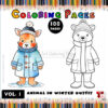 Cozy Up with Animals in Winter Outfits Coloring Vol: 1!