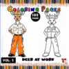 Deer wearing work attire, featured in a cozy coloring book from artcoloringpage.com, with options for colorful or black-and-white pages.