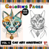 Discover Artistic Bliss with Abstract Cat Coloring Pages Vol 3!
