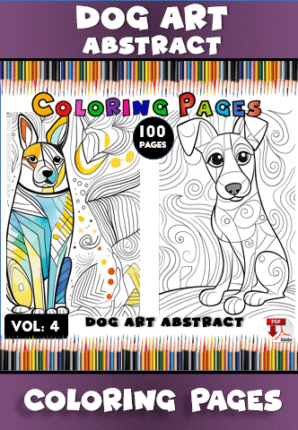 Abstract dog-themed coloring pages featuring two designs in a coloring book, emphasizing creativity for artcoloringpage.com.