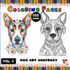 Coloring pages featuring abstract dog art designs from a coloring book, showcasing intricate patterns and vibrant colors. Visit artcoloringpage.com for more.