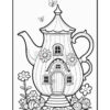 Teapot Fairy House Coloring Pages Collections for All Ages
