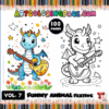 Coloring page featuring a dragon playing guitar, part of the cozy coloring book series from artcoloringpage.com, with colorful pencils border.