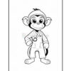 A cartoon monkey character wearing a medical outfit and stethoscope, standing confidently with a smiling expression, set on a plain background.