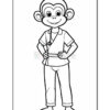 A cartoon monkey character standing with a friendly smile, wearing a short-sleeved shirt and loose pants. The character has large ears and a round face, with its hands on its hips.